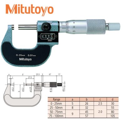 Panme Đo Ngoài Cơ Khí Đếm Số MITUTOYO 193-114