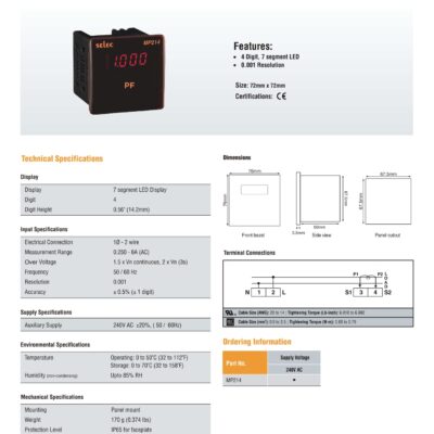shopdoluong-Đồng Hồ Đo Hệ Số Cos Phi SELEC MP214(72x72)
