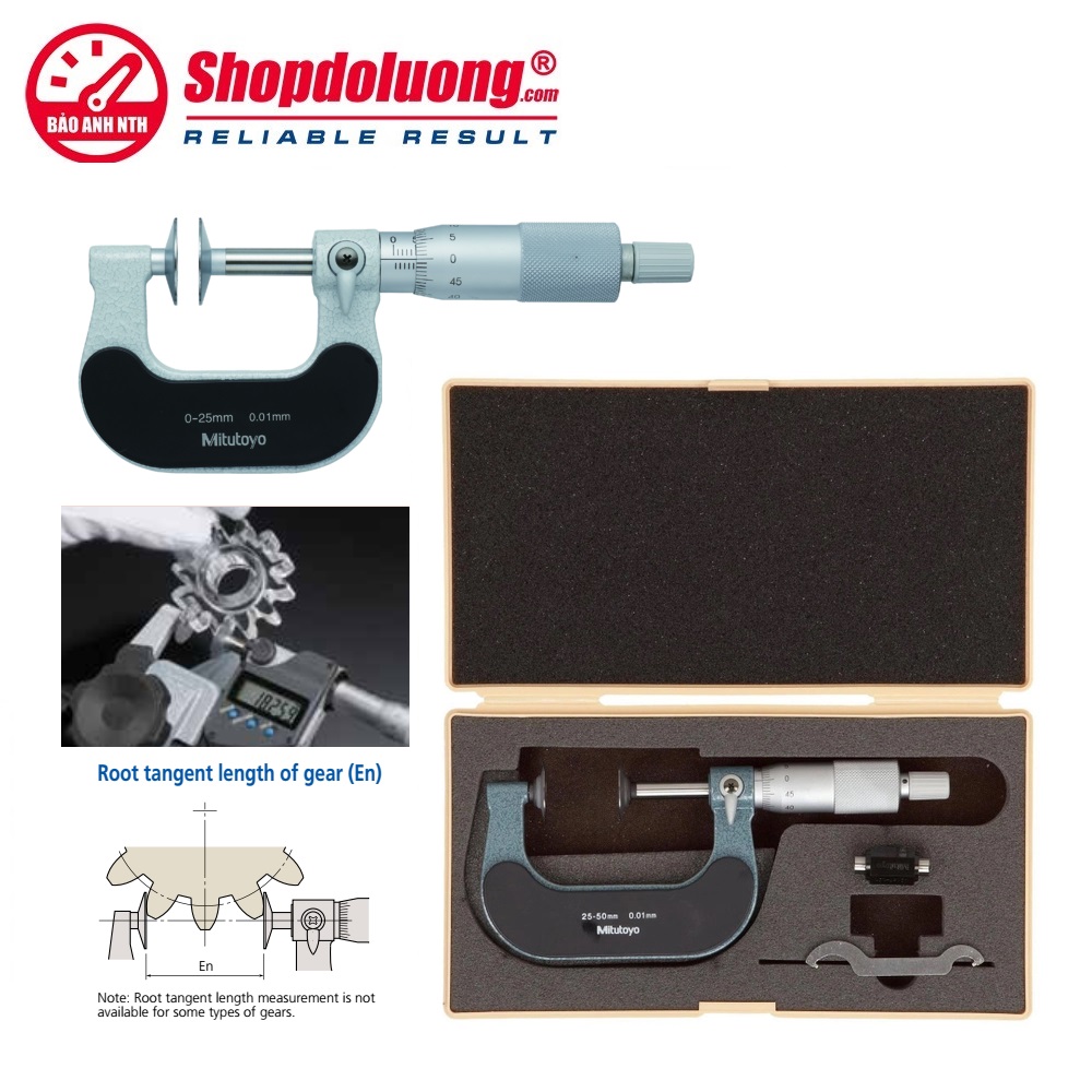 Panme Ngoài Đo Bước Răng Đầu Đĩa 25-50mm MITUTOYO 123-102(0.01mm) 8 shopdoluong-Panme Ngoài Đo Bước Răng Đầu Đĩa 25-50mm MITUTOYO 123-102(0.01mm)