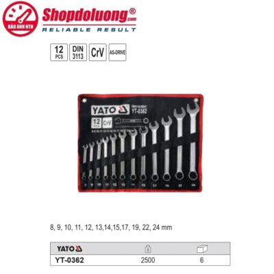 shopdoluong.com-Bộ Cờ Lê 2 Đầu Vòng Miệng 12 Chi Tiết YATO YT-0362 (8-24mm)