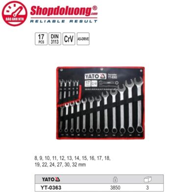 shopdoluong.com-Bộ Cờ Lê 2 Đầu Vòng Miệng 17 Chi Tiết YATO YT-0363 (8-32mm)