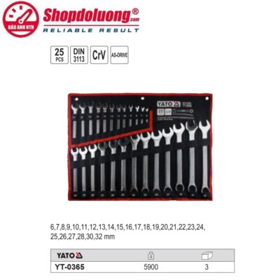 shopdoluong.com-Bộ Cờ Lê 2 Đầu Vòng Miệng 25 Chi Tiết YATO YT-0365 (6-32mm)